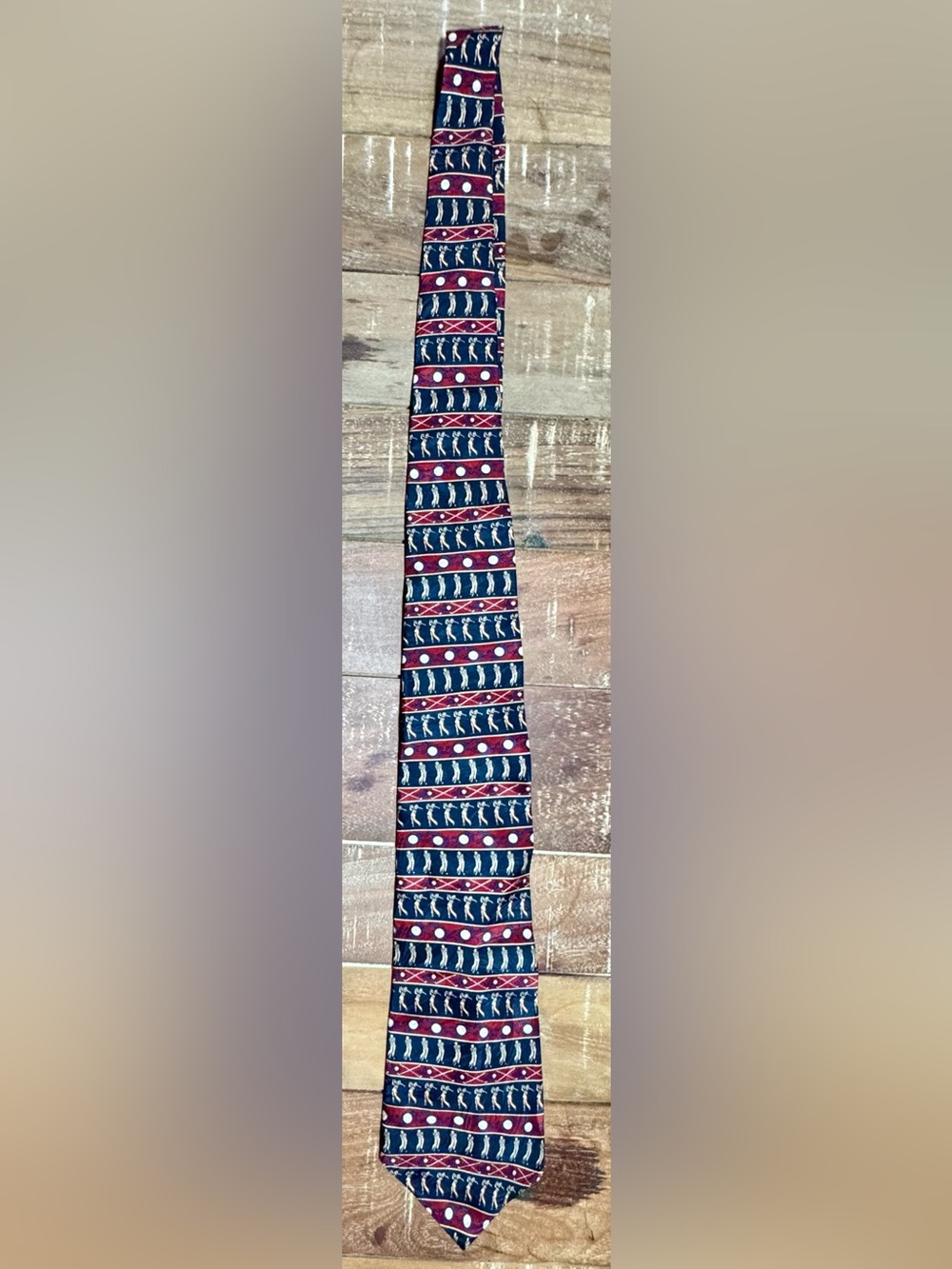 Ashford & Brooks London All Silk Golf Print Necktie Golfer Novelty Tie Navy Red